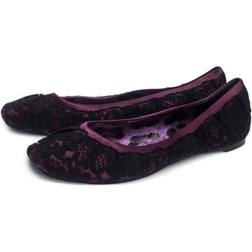 Dolce & Gabbana Pre-Owned - ballerine con pizzo - donna - raso/pelle/pelle/tessuto - 39 - nero