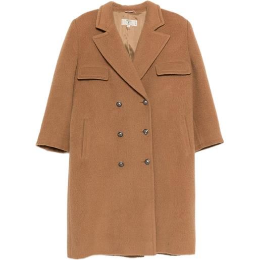 Valentino Garavani Pre-Owned - cappotto doppiopetto in lana - donna - lana/alpaca/viscosa - 46 - marrone