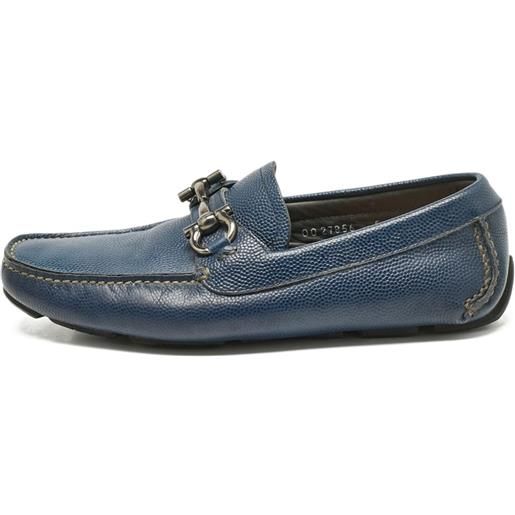 Ferragamo Pre-Owned - mocassini in pelle con fibbia gancini - uomo - gomma/pelle/pelle/pelle - 39 - blu
