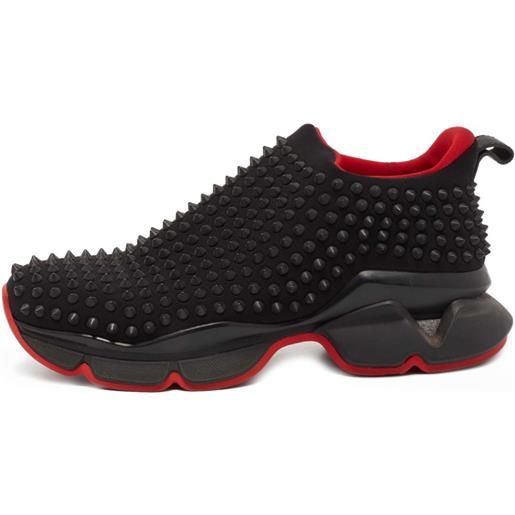 Christian Louboutin Pre-Owned - sneakers a calzino spike - uomo - gomma/tessuto/tessuto - 40.5 - nero