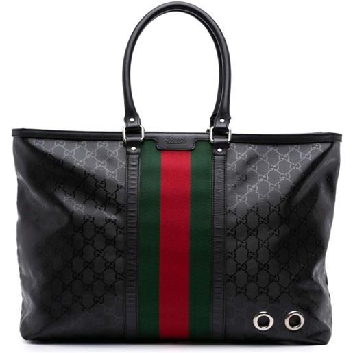 Gucci Pre-Owned - borsa tote gg imprime 500 grande con decorazione web 2016-2025 - donna - tessuto - taglia unica - nero