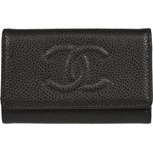 CHANEL Pre-Owned - portachiavi in pelle caviar 2000 - donna - pelle di vitello/tessuto/pelle di vitello - taglia unica - nero