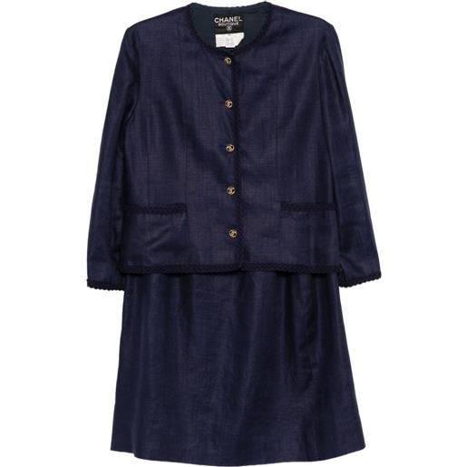 CHANEL Pre-Owned - tailleur con gonna 1990-2000 - donna - lino - 42 - blu