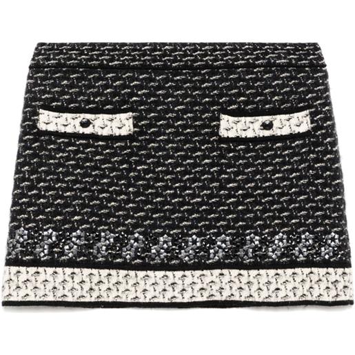 CHANEL Pre-Owned - gonna con decorazione 2010 - donna - mohair/seta/cashmere/nylon/lana - 38 - nero