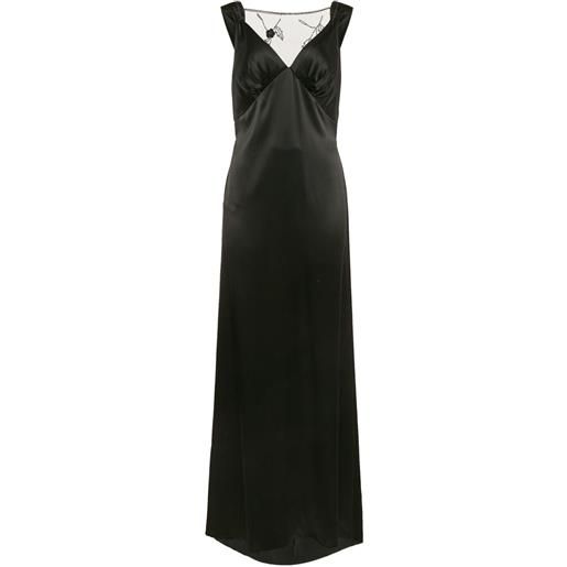 NICOLE BAKTI - abito lungo con ricamo - donna - triacetato/poliestere - m - nero