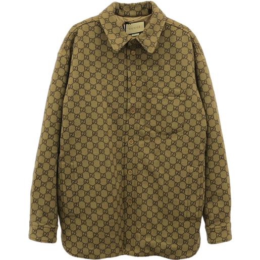 Gucci Pre-Owned - giacca con monogramma 2010 - uomo - lana - 48 - marrone