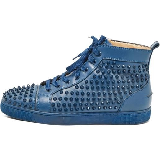 Christian Louboutin Pre-Owned - sneakers alte in pelle - uomo - gomma/pelle/pelle - 43 - blu