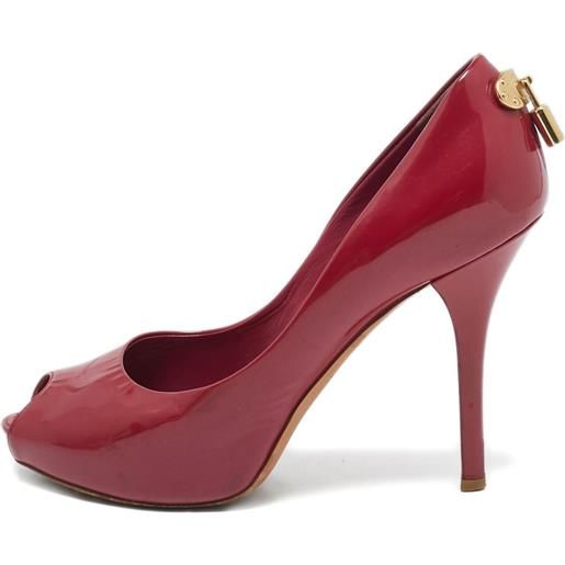 Louis Vuitton Pre-Owned - pumps in pelle verniciata a punta aperta 90mm - donna - pelle verniciata/pelle di vitello/pelle di vitello - 37 - rosso