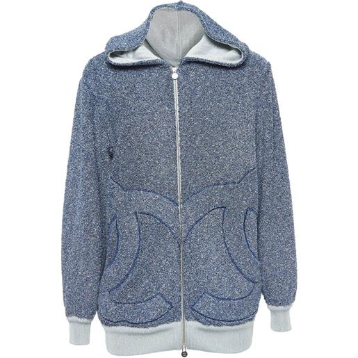 CHANEL Pre-Owned - felpa con logo cc - donna - poliestere/viscosa/acetato/poliammide/elastam - 56 - blu