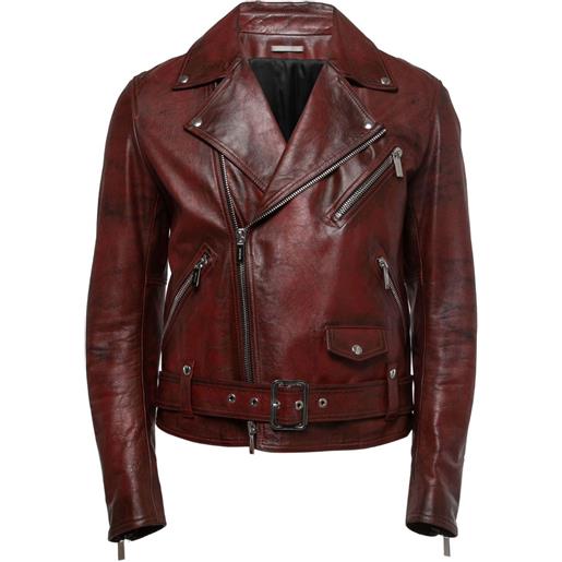 Christian Dior Pre-Owned - giacca biker 2024 - uomo - cupro/poliestere/pelle di vitello - 48 - rosso