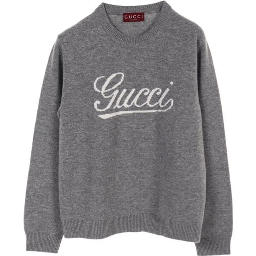 Gucci Pre-Owned - maglione con logo anni 2020 - uomo - lana - m - grigio
