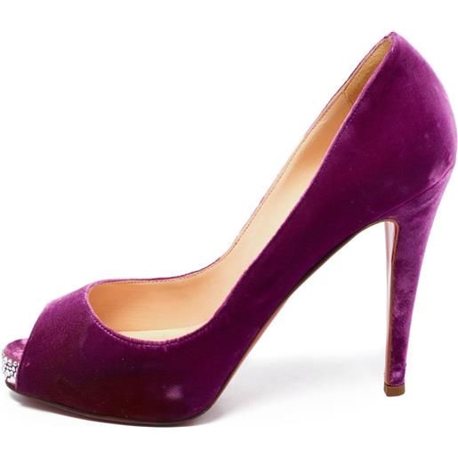 Christian Louboutin Pre-Owned - pumps in velluto 120mm - donna - pelle di vitello/pelle di vitello/velluto - 40.5 - viola