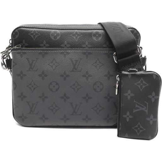 Louis Vuitton Pre-Owned - borsa messenger trio 2021 - uomo - pvc/pelle/tela - taglia unica - nero