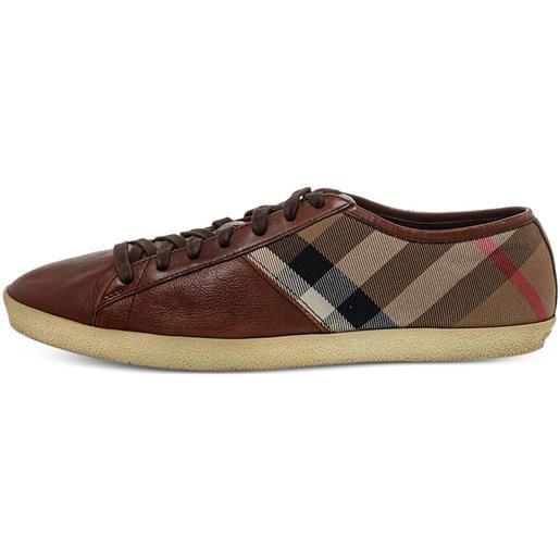 Burberry Pre-Owned - sneakers in pelle - uomo - gomma/pelle/pelle/tela - 43 - marrone