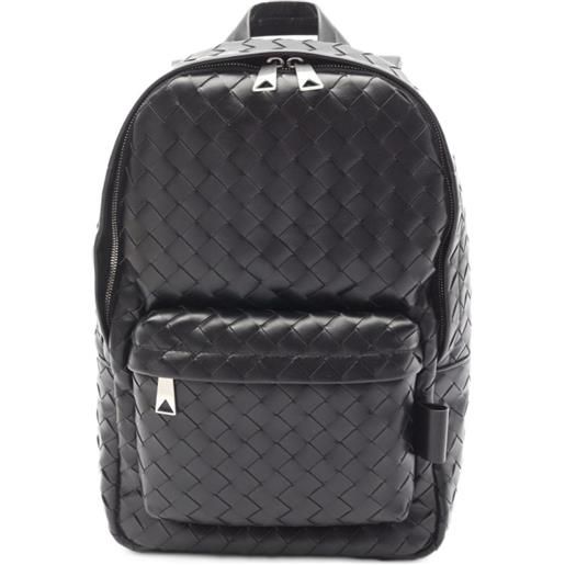 Bottega Veneta Pre-Owned - zaino intrecciato piccolo 2021 - uomo - pelle di vitello - taglia unica - nero