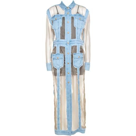 Balmain Pre-Owned - abito lungo denim - donna - cotone/seta - l - toni neutri
