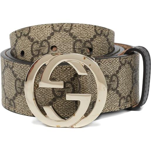 Gucci Pre-Owned - cintura con motivo gg - unisex - tela/pelle - 80 - toni neutri