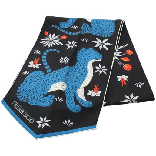 Hermès Pre-Owned - foulard maxi twilly les leopards anni 2010 - donna - seta - taglia unica - nero