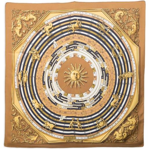 Hermès Pre-Owned - foulard dies et hore in seta 1988 - unisex - seta - taglia unica - toni neutri