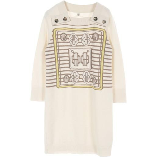 Hermès Pre-Owned - abito corto bouclerie moderne anni 2010 - donna - cashmere - 36 - toni neutri