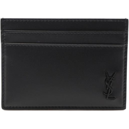Saint Laurent Pre-Owned - portacarte in pelle con logo anni 2020 - uomo - pelle di vitello - taglia unica - nero