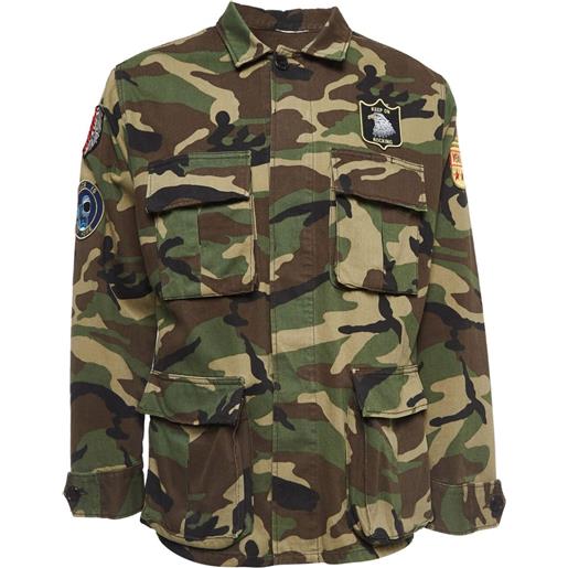 Saint Laurent Pre-Owned - giacca con applicazione camouflage - uomo - cotone - m - marrone