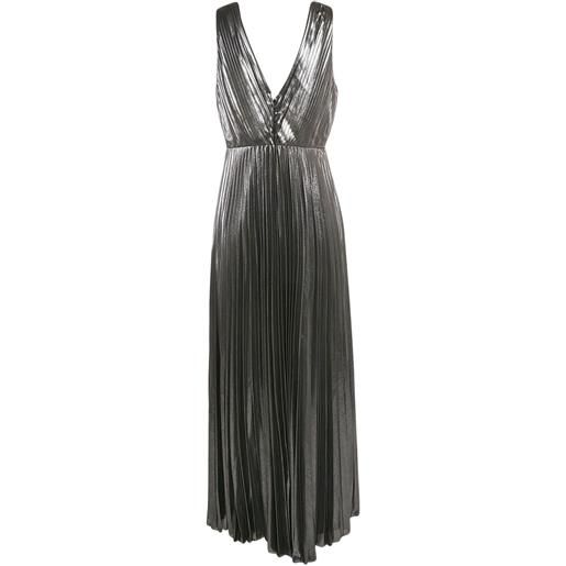 Aidan Mattox - abito lungo plissettato - donna - polyester - m - grigio