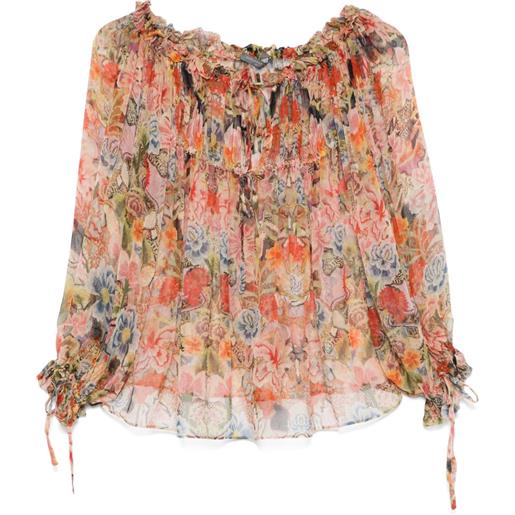 Alexander McQueen Pre-Owned - blusa in seta a fiori anni 2000 - donna - seta - 38 - rosa