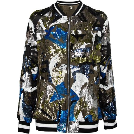 Amen - bomber con paillettes - donna - viscosa/viscosa/pvc - 56 - verde