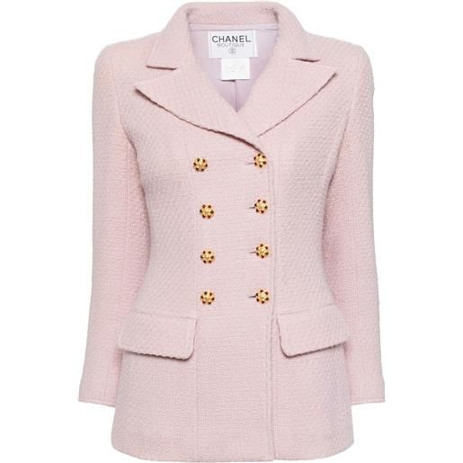 CHANEL Pre-Owned - cappotto doppiopetto gripoix 1996 - donna - lana/seta - taglia unica - rosa