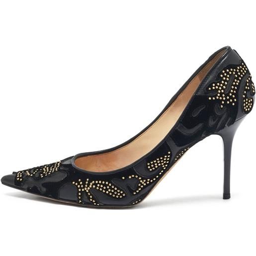 Jimmy Choo Pre-Owned - pumps anouk 85mm - donna - pelle/velluto/pelle/pelle - 36 - nero
