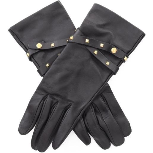 Hermès Pre-Owned - guanti in pelle con borchie anni 2010 - donna - pelle di agnello/seta - 7.5 - nero