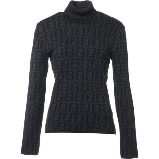 Fendi Pre-Owned - top in maglia con motivo zucca 1980-1990 - donna - lana/lana - 38 - grigio