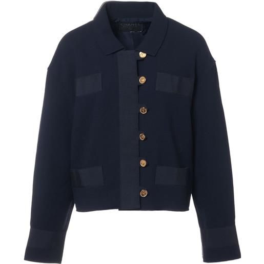 CHANEL Pre-Owned - giacca in lana - donna - lana/seta - 40 - blu