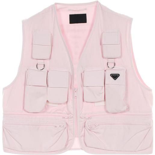 Prada Pre-Owned - gilet con logo a triangolo anni 2010 - uomo - cotone - taglia unica - rosa