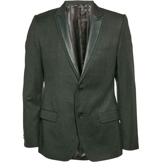 Dolce & Gabbana Pre-Owned - blazer con revers in pelle - uomo - lana vergine - l - grigio
