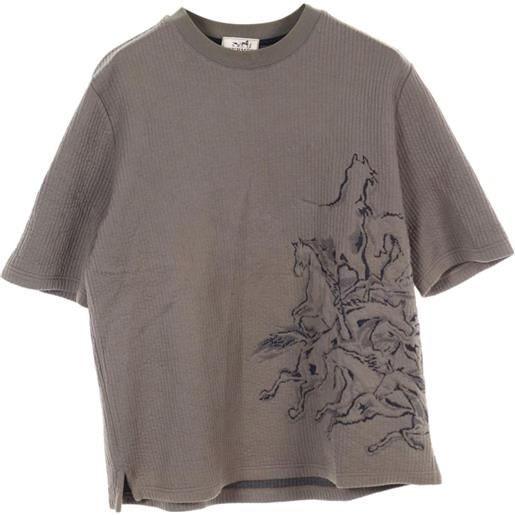 Hermès Pre-Owned - t-shirt caval card anni 2010 - uomo - cotone - m - grigio