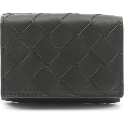 Bottega Veneta Pre-Owned - portafoglio tri-fold intrecciato 2020 - uomo - pelle di vitello - taglia unica - nero