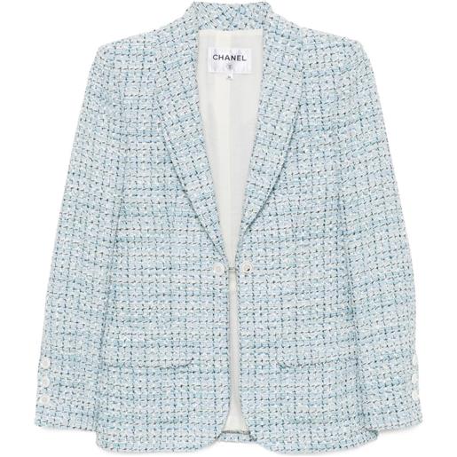 CHANEL Pre-Owned - giacca in tweed 2018 - donna - poliestere/cotone/lino/acrilico/tessuto/viscosa/poliammide - 36 - blu