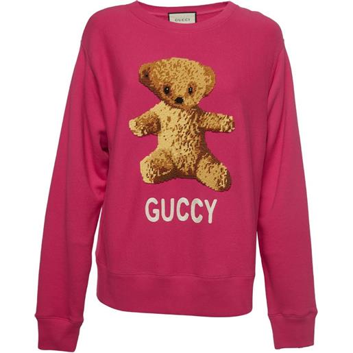 Gucci Pre-Owned - felpa con motivo teddy bear - donna - poliestere/cotone/acrilico/lana - m - rosa