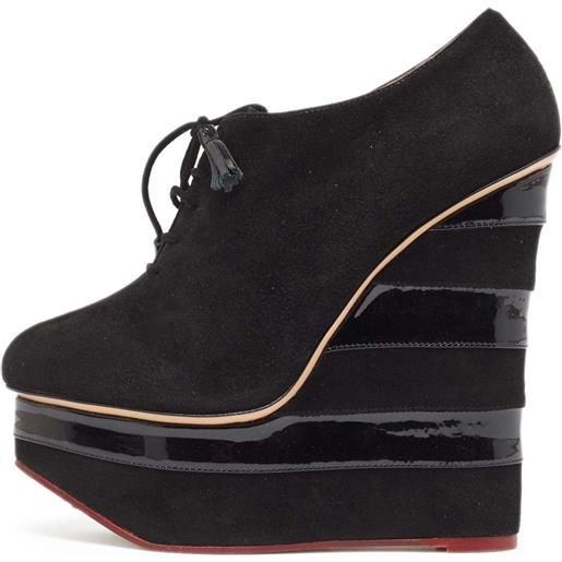 Charlotte Olympia - pumps martha 140mm pre-owned - donna - pelle di vitello/pelle di vitello/gomma/pelle scamosciata di vitello - 39.5 - nero