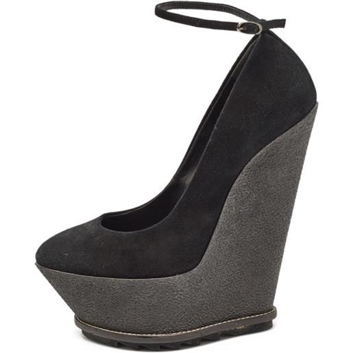 Giuseppe Zanotti Vintage - pumps con zeppa 160mm pre-owned - donna - pelle/pelle/pelle scamosciata - 39 - nero