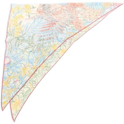 Hermès Pre-Owned - foulard flamingo party coloriage in seta anni 2000 - donna - seta/cashmere - taglia unica - toni neutri