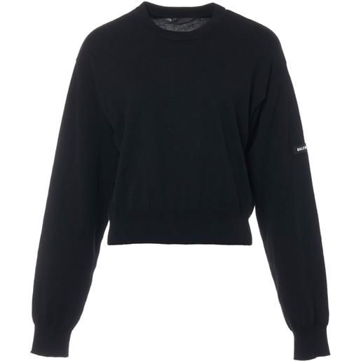 Balenciaga Pre-Owned - maglione crop 2023 - donna - cotone/cotone - xs - nero