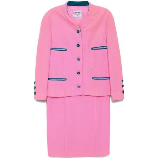 CHANEL Pre-Owned - tailleur con gonna 1996 - donna - nylon/seta/lana - 42 - rosa