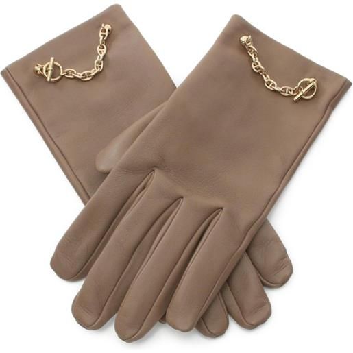Hermès Pre-Owned - guanti chaîne d'ancre anni 2010 - donna - pelle di agnello - taglia unica - marrone