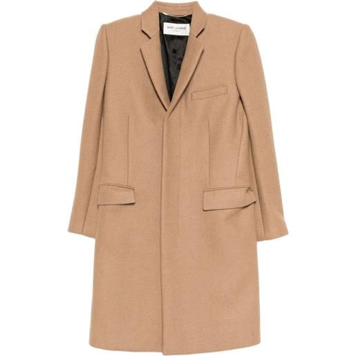 Saint Laurent Pre-Owned - cappotto con bottoni - donna - cammello/cupro/cotone - 38 - marrone