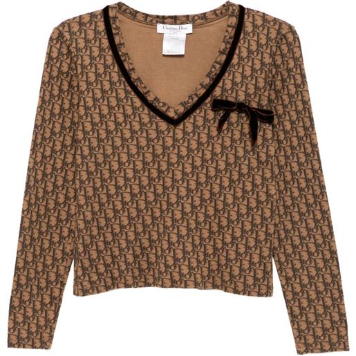 Christian Dior Pre-Owned - top a maniche lunghe 2005 - donna - cotone - 38 - marrone