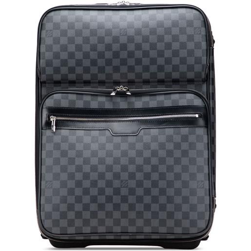 Louis Vuitton Pre-Owned - trolley pégase business luggage 55 in tela damier graphite 2010 - unisex - tela/pelle di vitello - taglia unica - nero