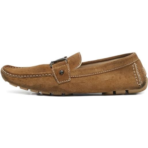 Louis Vuitton Pre-Owned - mocassini in pelle scamosciata con fibbia lv - uomo - pelle/pelle scamosciata/pelle/gomma - 42.5 - marrone